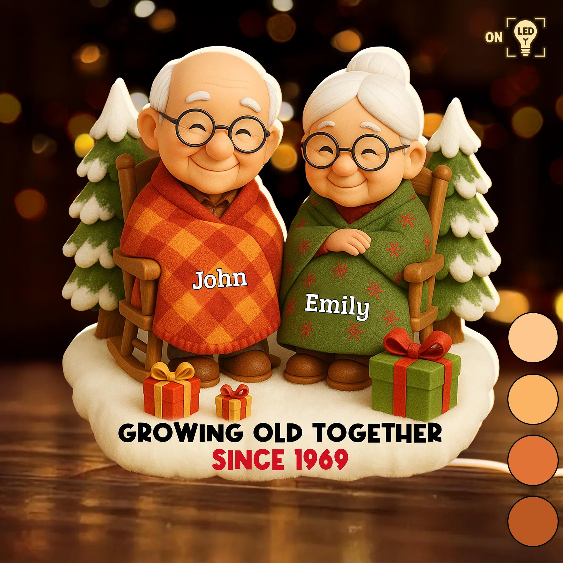 Growing Old Together, Elderly Couple With Christmas Tree