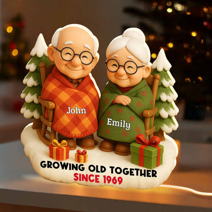 Growing Old Together, Elderly Couple With Christmas Tree