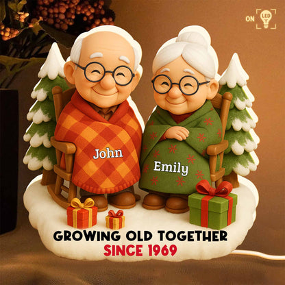 Growing Old Together, Elderly Couple With Christmas Tree