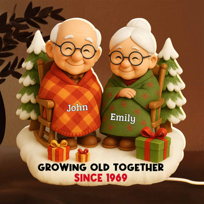 Growing Old Together, Elderly Couple With Christmas Tree