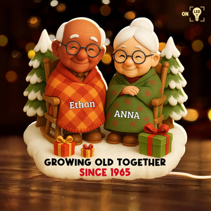 Growing Old Together, Elderly Couple With Christmas Tree