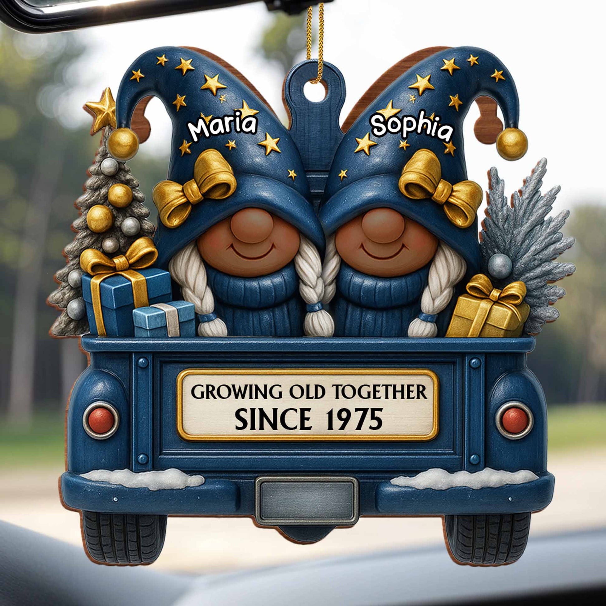 Growing Old Together, Gnomes Truck Christmas Ornament