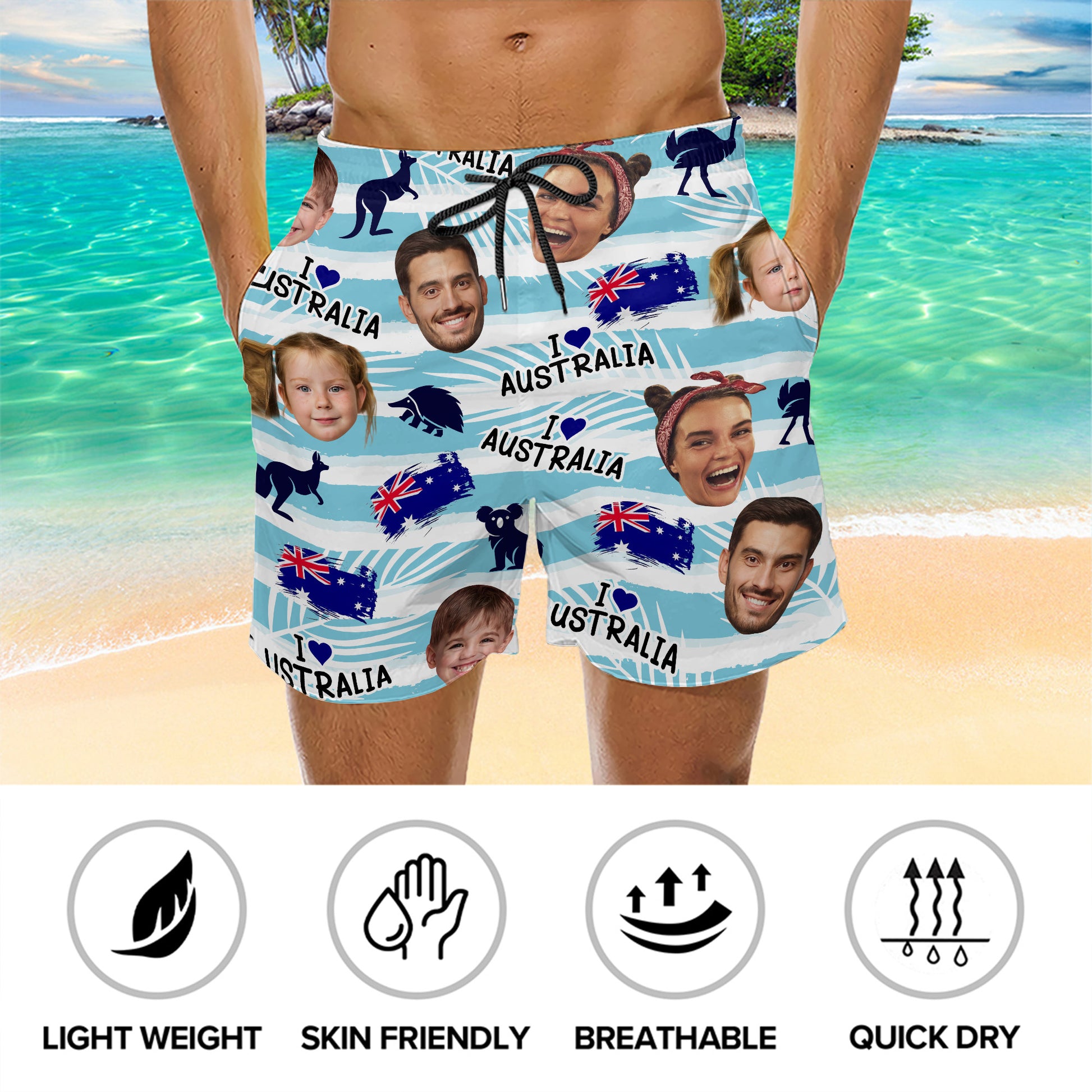 I Love Australia With Australian Flags and Kangaroos