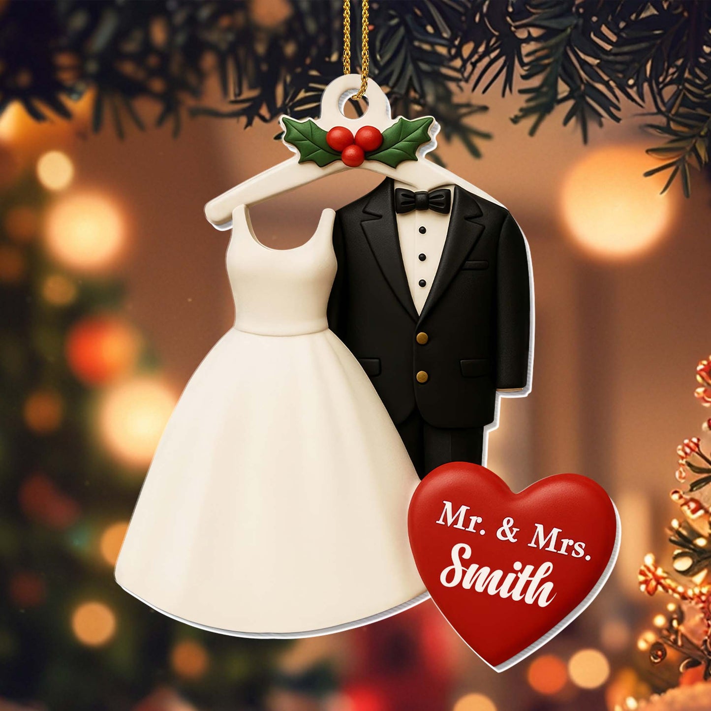 Mr And Mrs, Wedding Attire, Heart Ornament