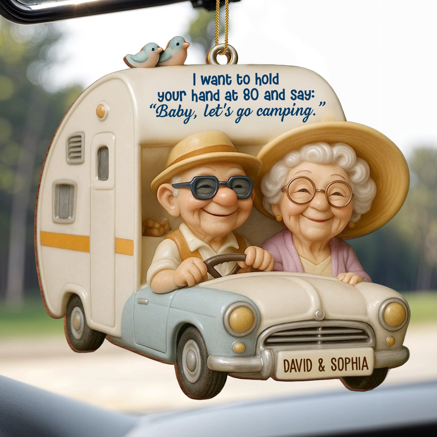 Hold Your Hand At 80, Baby Let’s Go Camping - Personalized Custom Wood Ornament, Custom Shaped - CPL628_WDO