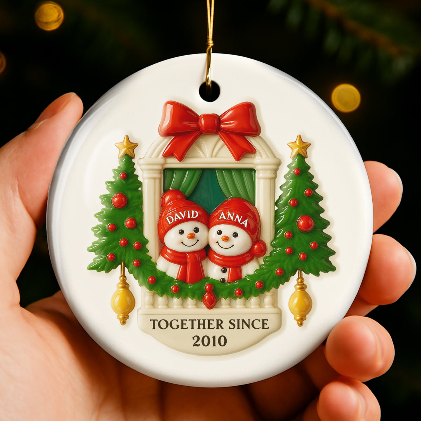 Together Since Snowmen Under Mistletoe Ornament