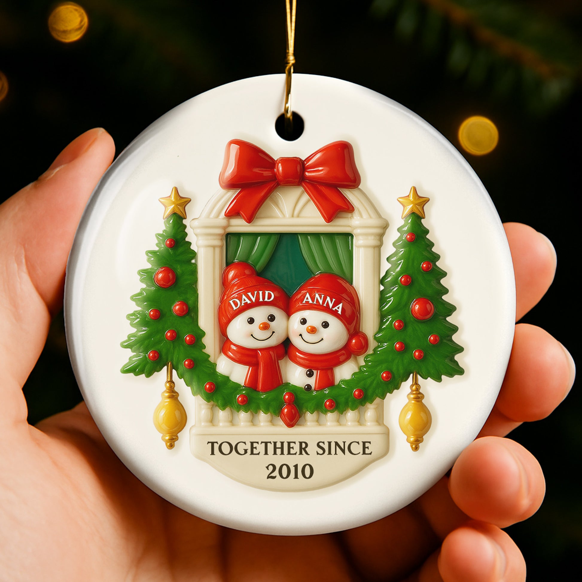Together Since Snowmen Under Mistletoe Ornament