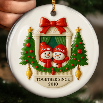 Together Since Snowmen Under Mistletoe Ornament