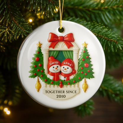 Together Since Snowmen Under Mistletoe Ornament