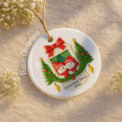 Together Since Snowmen Under Mistletoe Ornament