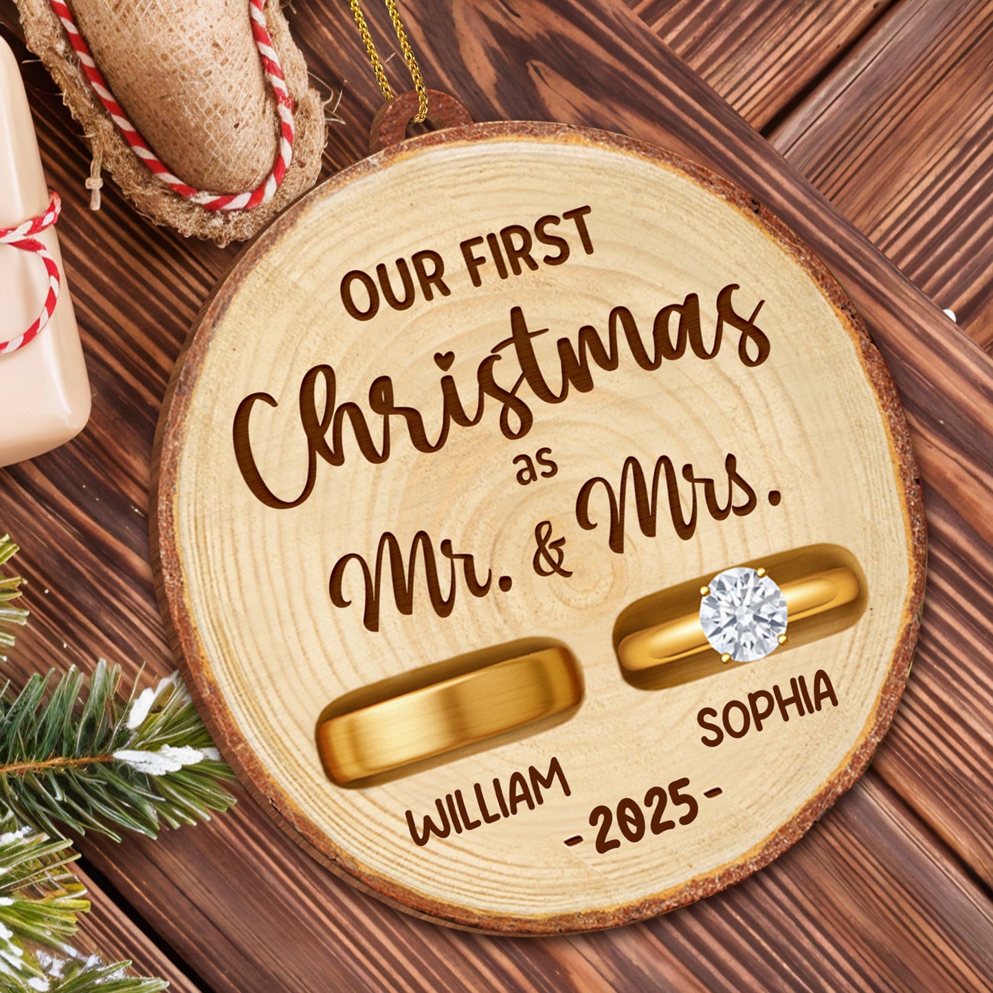 Our First Christmas As Mr And Mrs With Wedding Rings