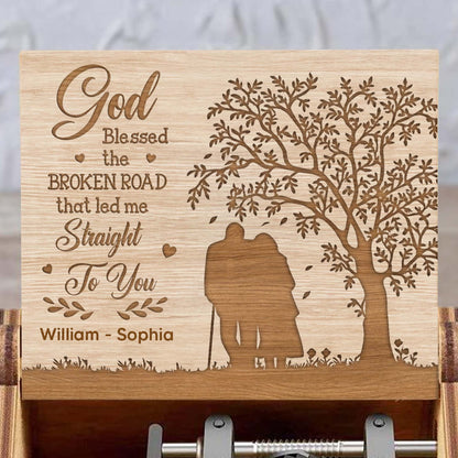 God Blessed The Broken Road, Tree And Couple Silhouette