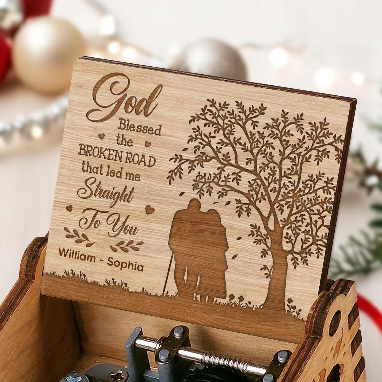 God Blessed The Broken Road, Tree And Couple Silhouette