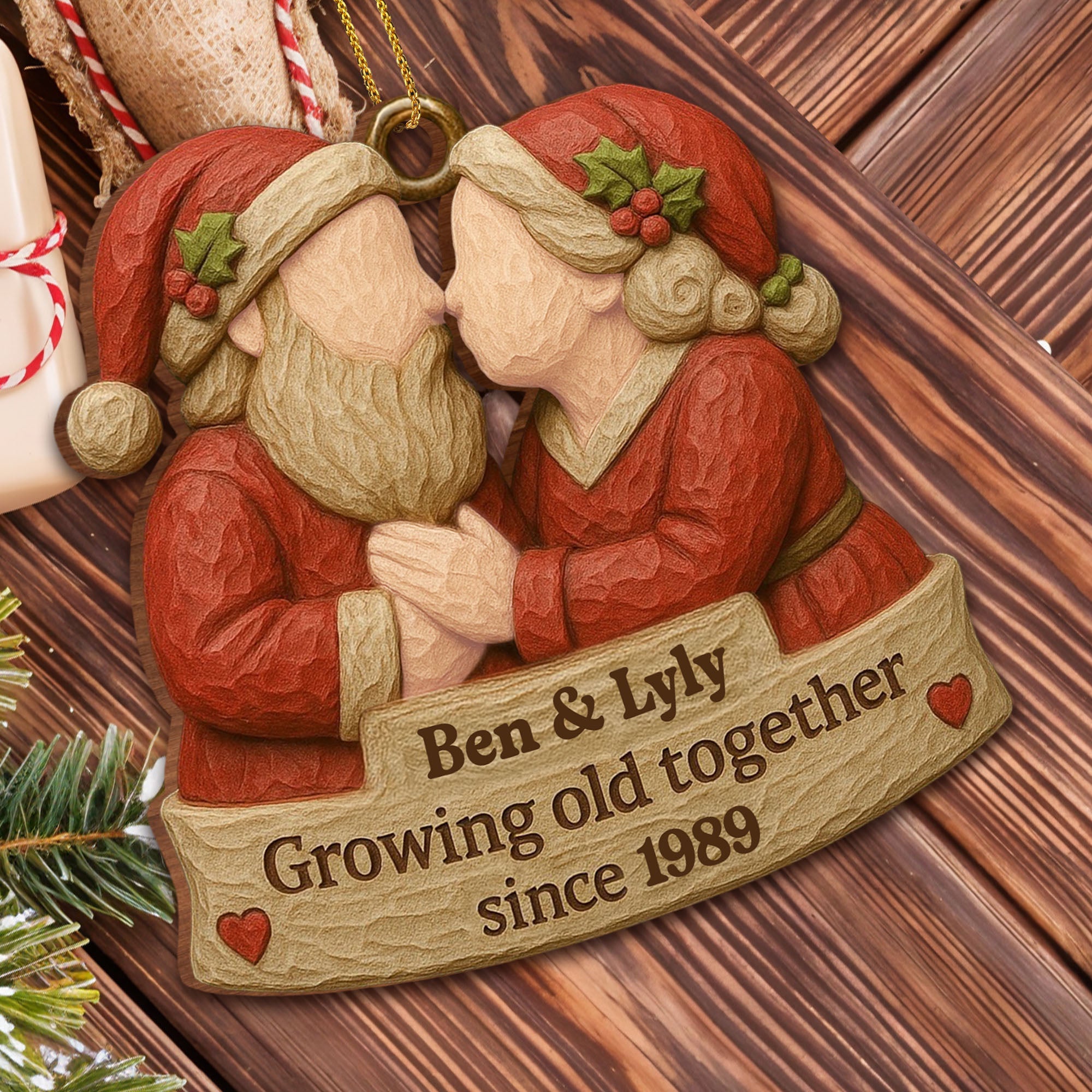 Growing Old Together, Santa Hats And Christmas Outfit, Gift For Couples ...