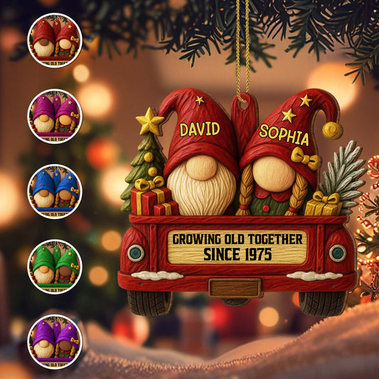 Growing Old Together With Gnomes And Vintage Car