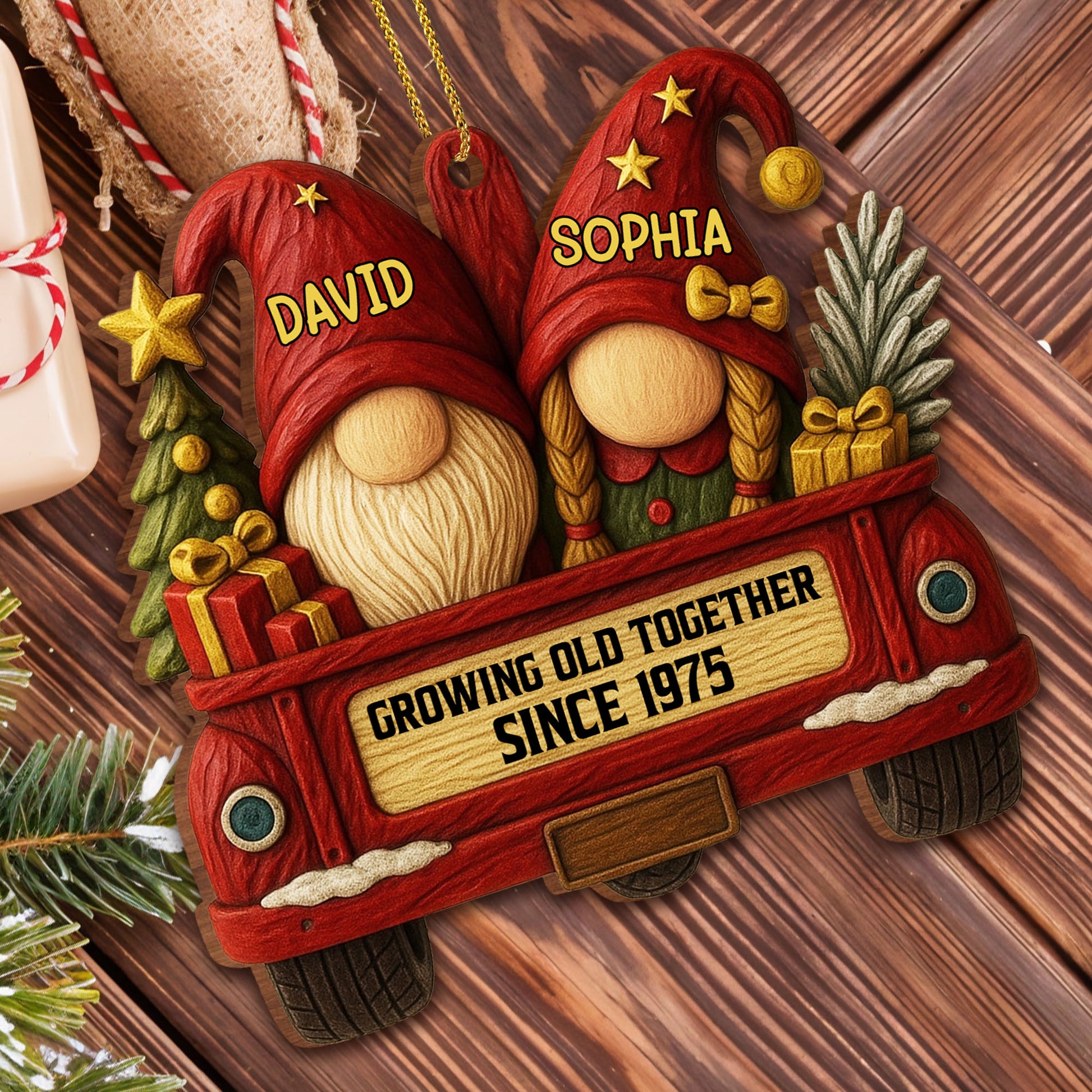 Growing Old Together With Gnomes And Vintage Car