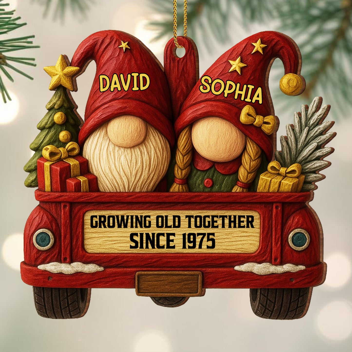 Growing Old Together With Gnomes And Vintage Car