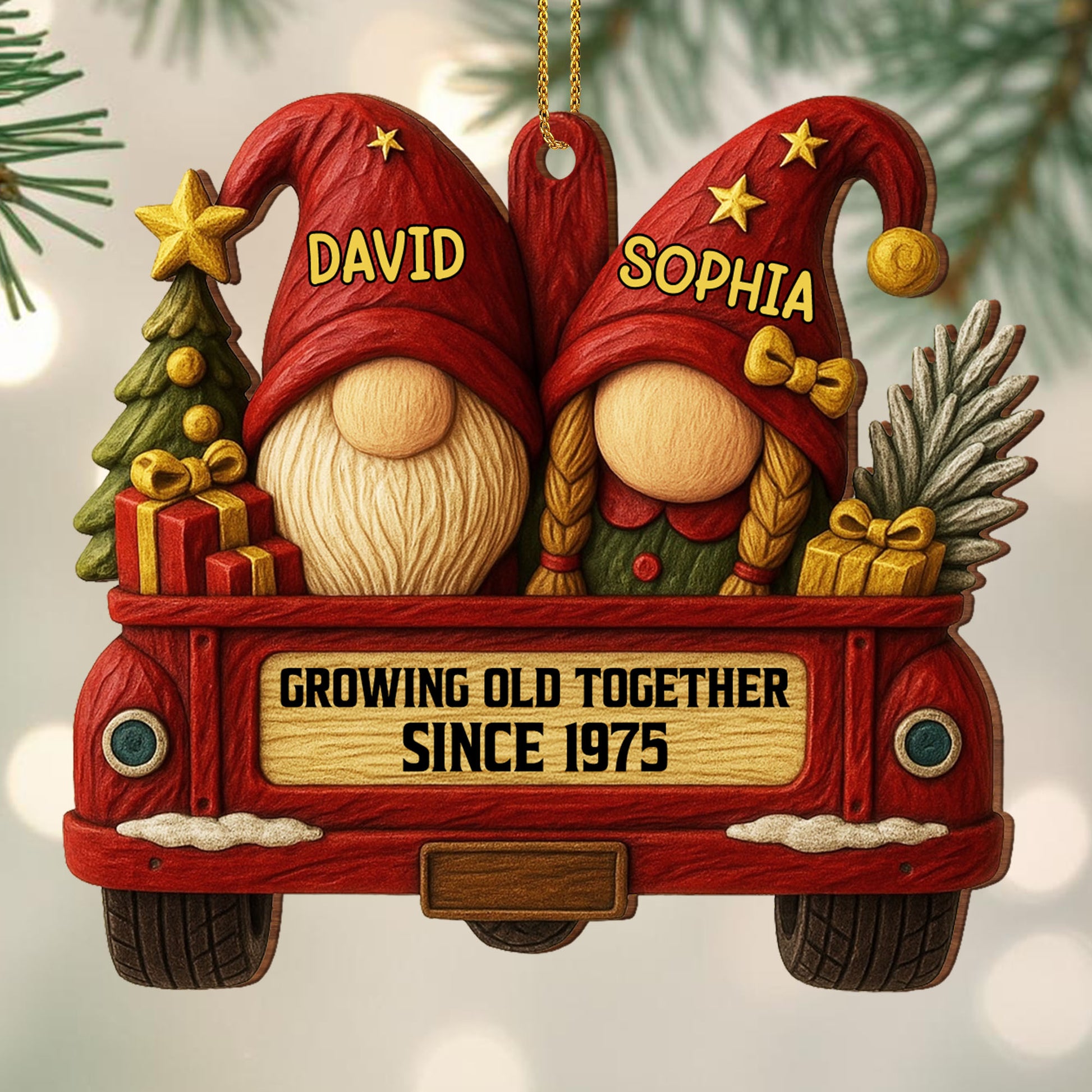 Growing Old Together With Gnomes And Vintage Car