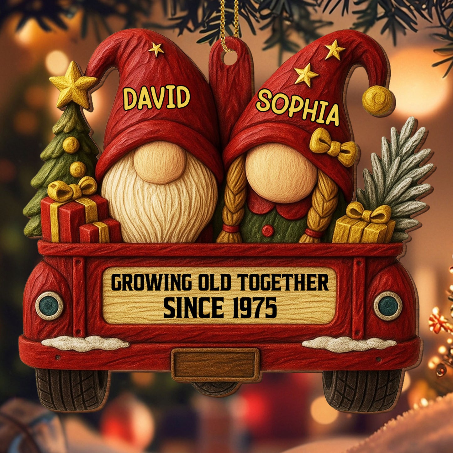 Growing Old Together With Gnomes And Vintage Car