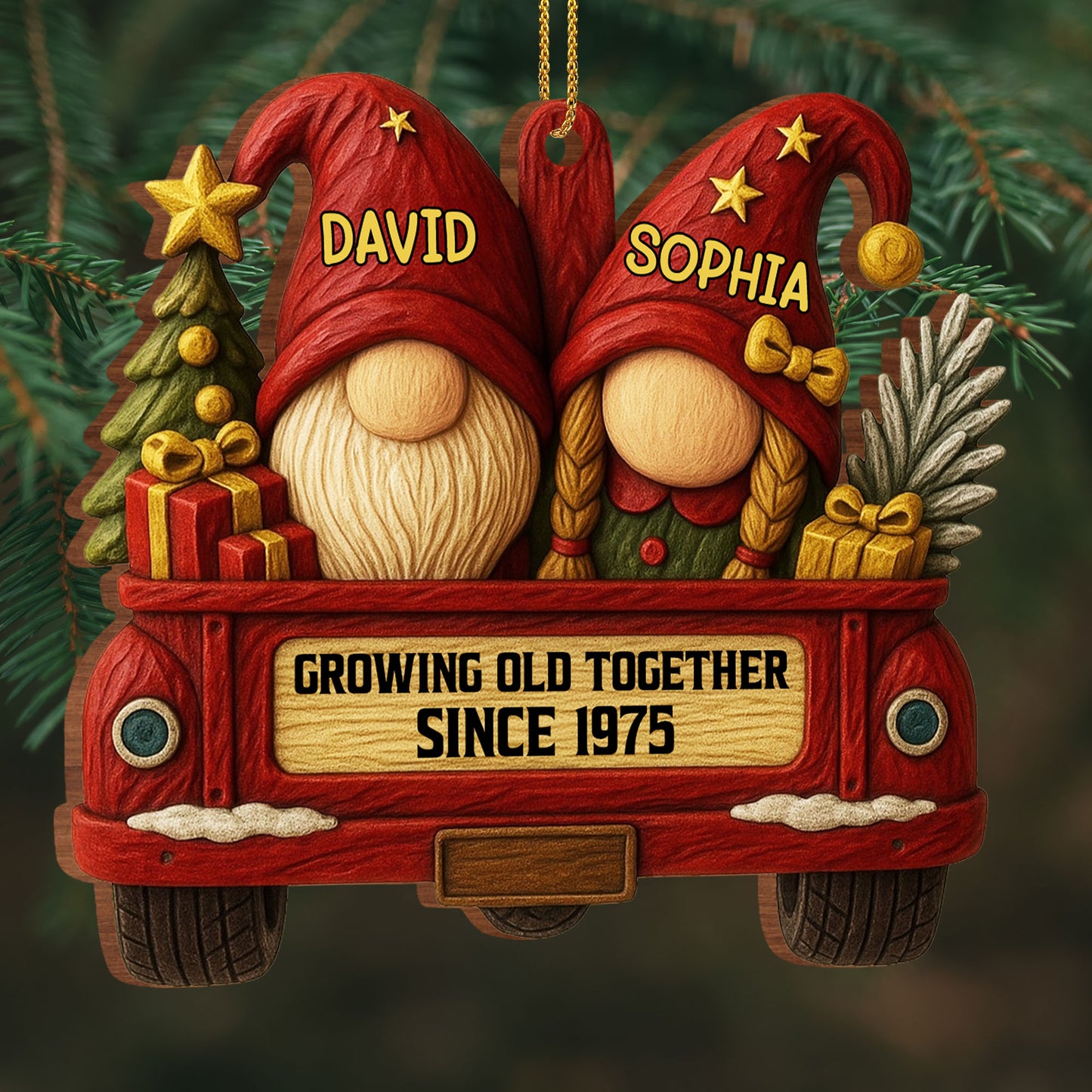 Growing Old Together With Gnomes And Vintage Car