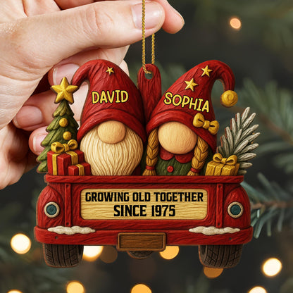 Growing Old Together With Gnomes And Vintage Car