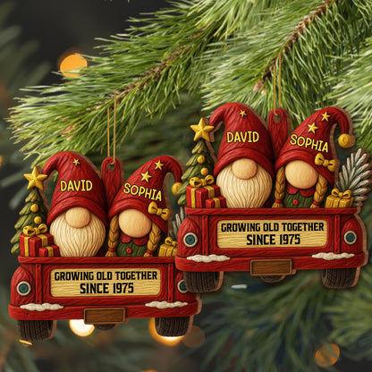 Growing Old Together With Gnomes And Vintage Car