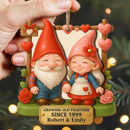 Growing Old Together, Garden Gnomes With Hearts And Roses