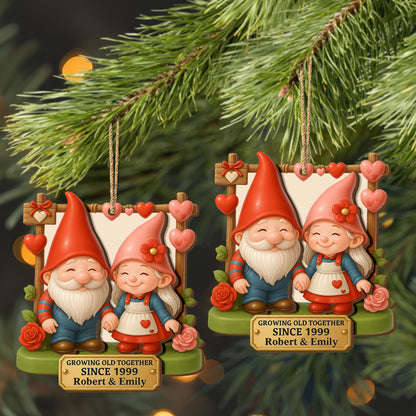 Growing Old Together, Garden Gnomes With Hearts And Roses