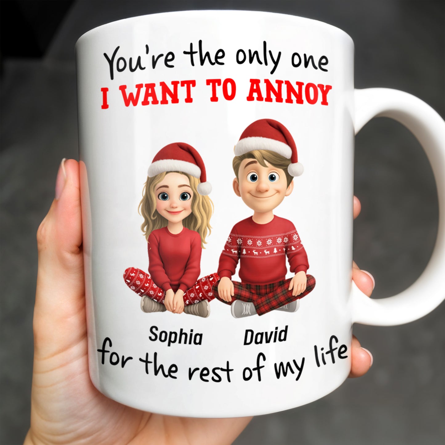 You're The Only One I Want To Annoy, Cartoon Couple With Santa Hats