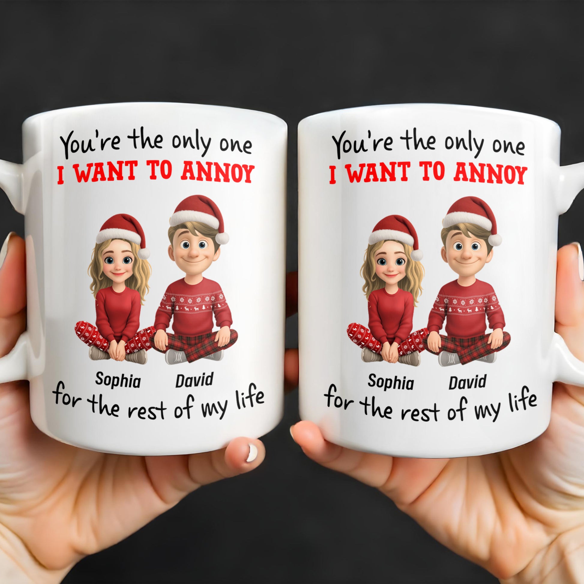 You're The Only One I Want To Annoy, Cartoon Couple With Santa Hats