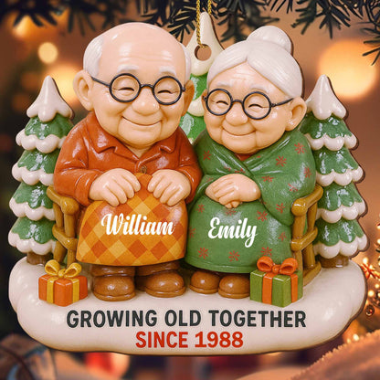 Growing Old Together, Elderly Couple With Christmas Tree
