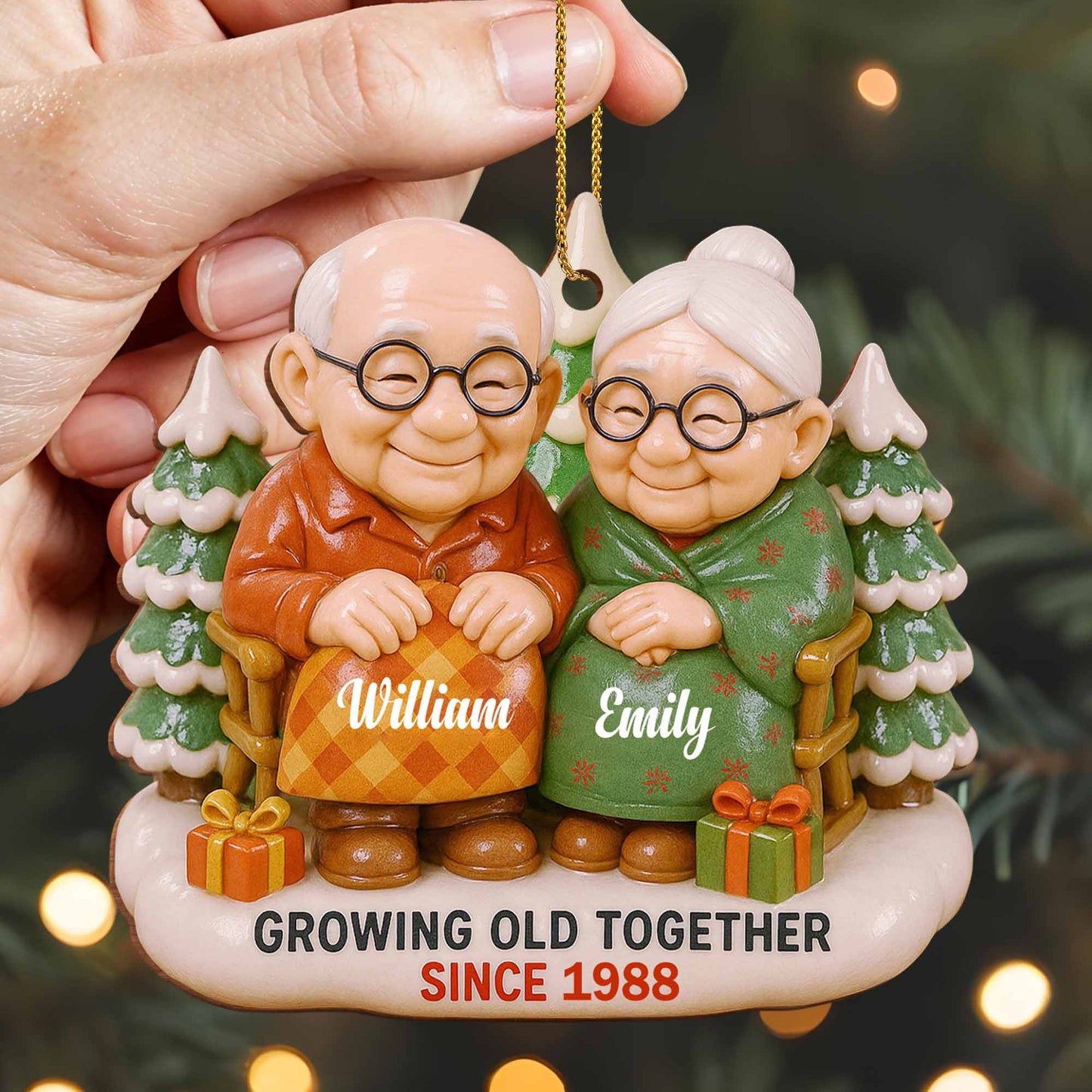 Growing Old Together, Elderly Couple With Christmas Tree