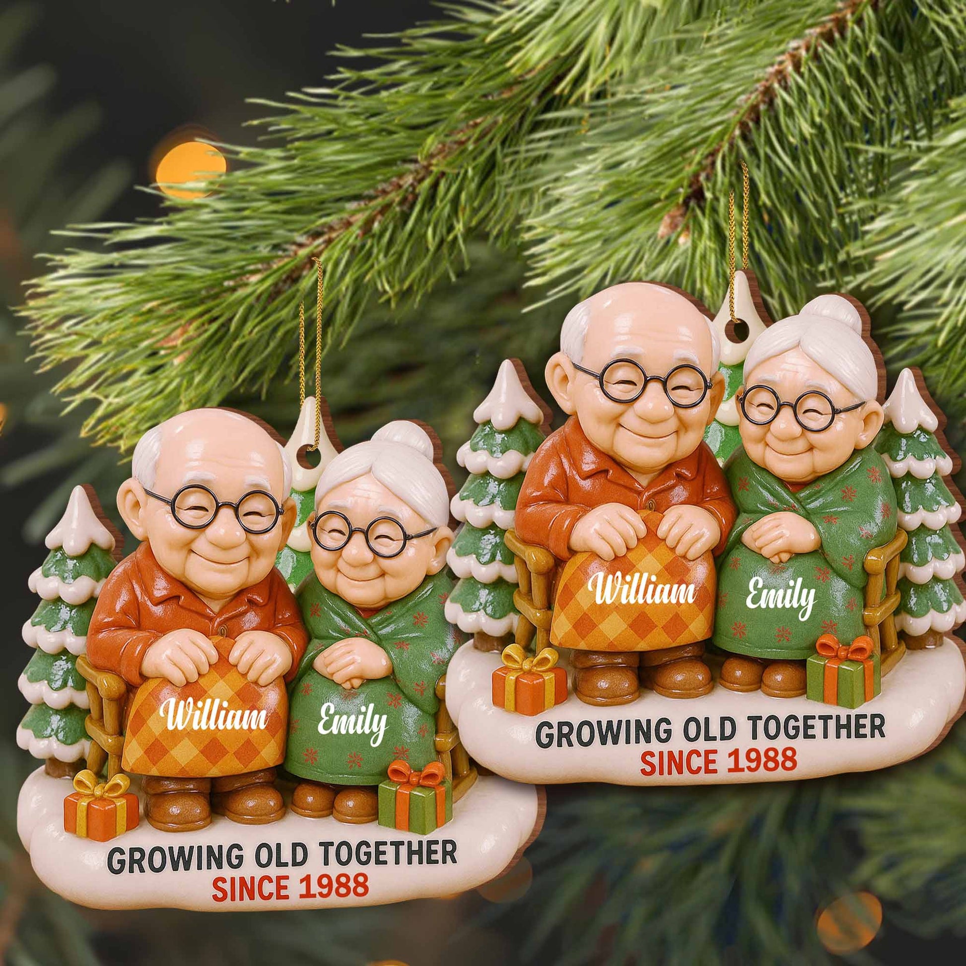 Growing Old Together, Elderly Couple With Christmas Tree