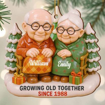 Growing Old Together, Elderly Couple With Christmas Tree
