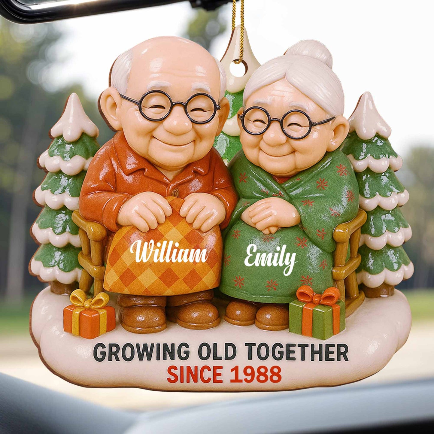 Growing Old Together, Elderly Couple With Christmas Tree