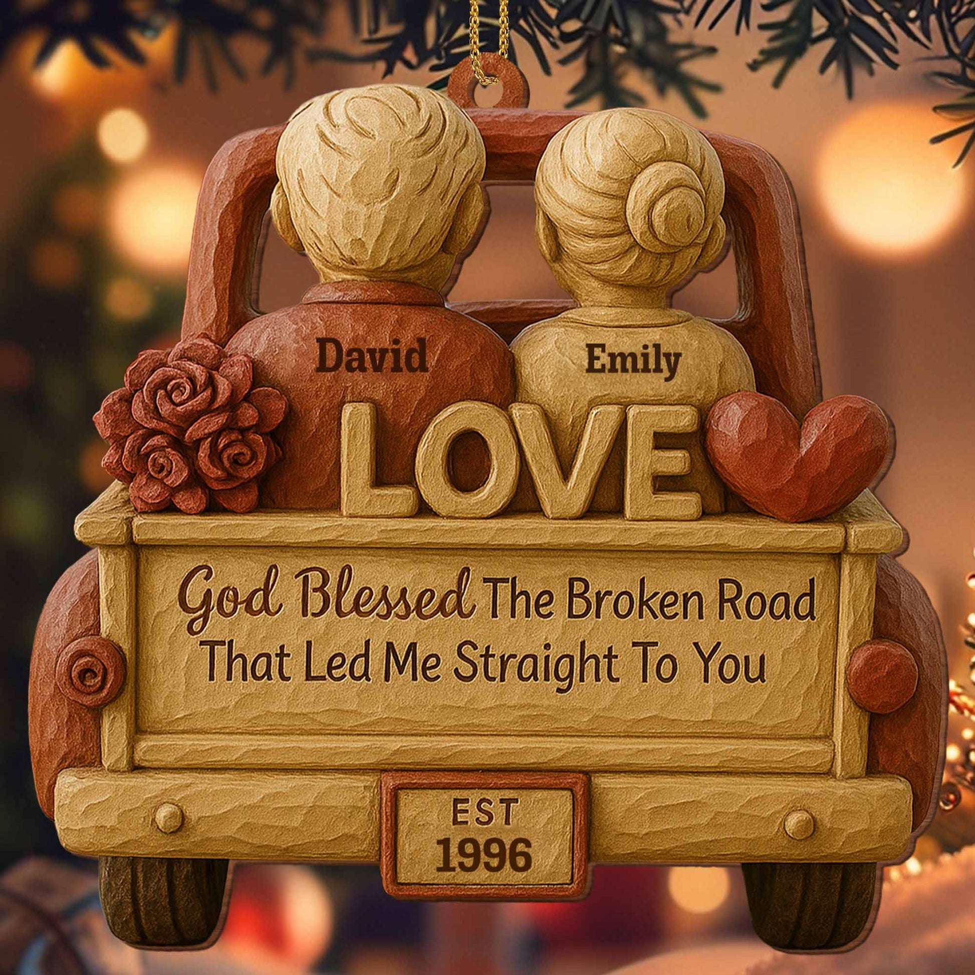 God Blessed The Broken Road, Car And Hearts Design