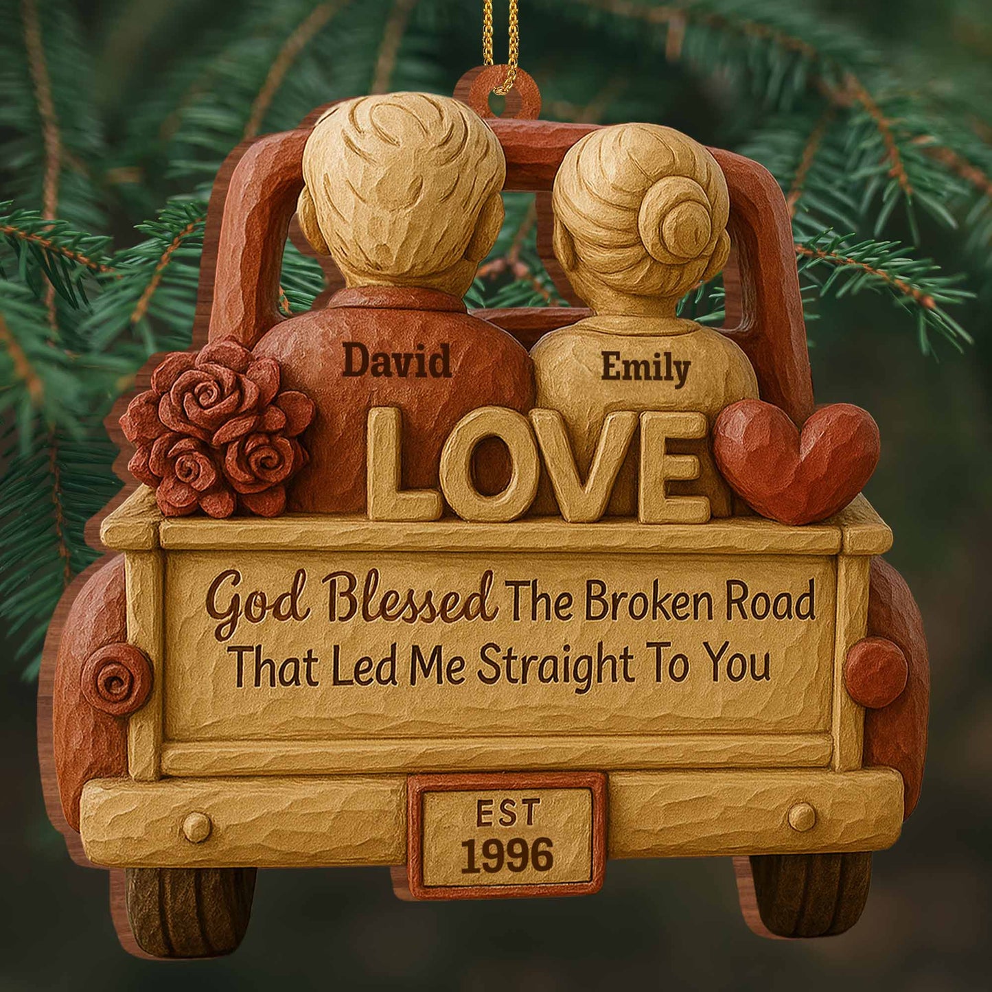 God Blessed The Broken Road, Car And Hearts Design
