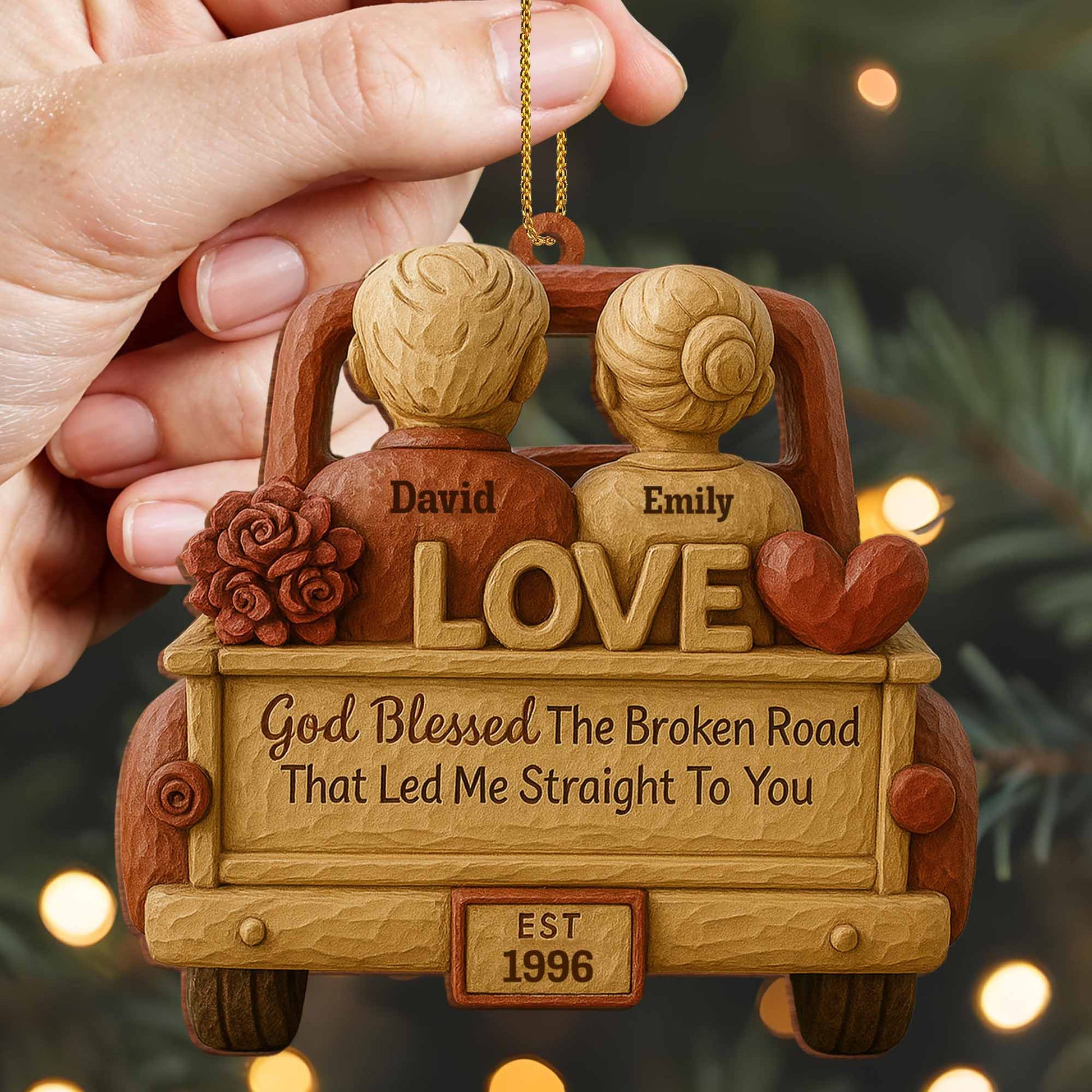 God Blessed The Broken Road, Car And Hearts Design