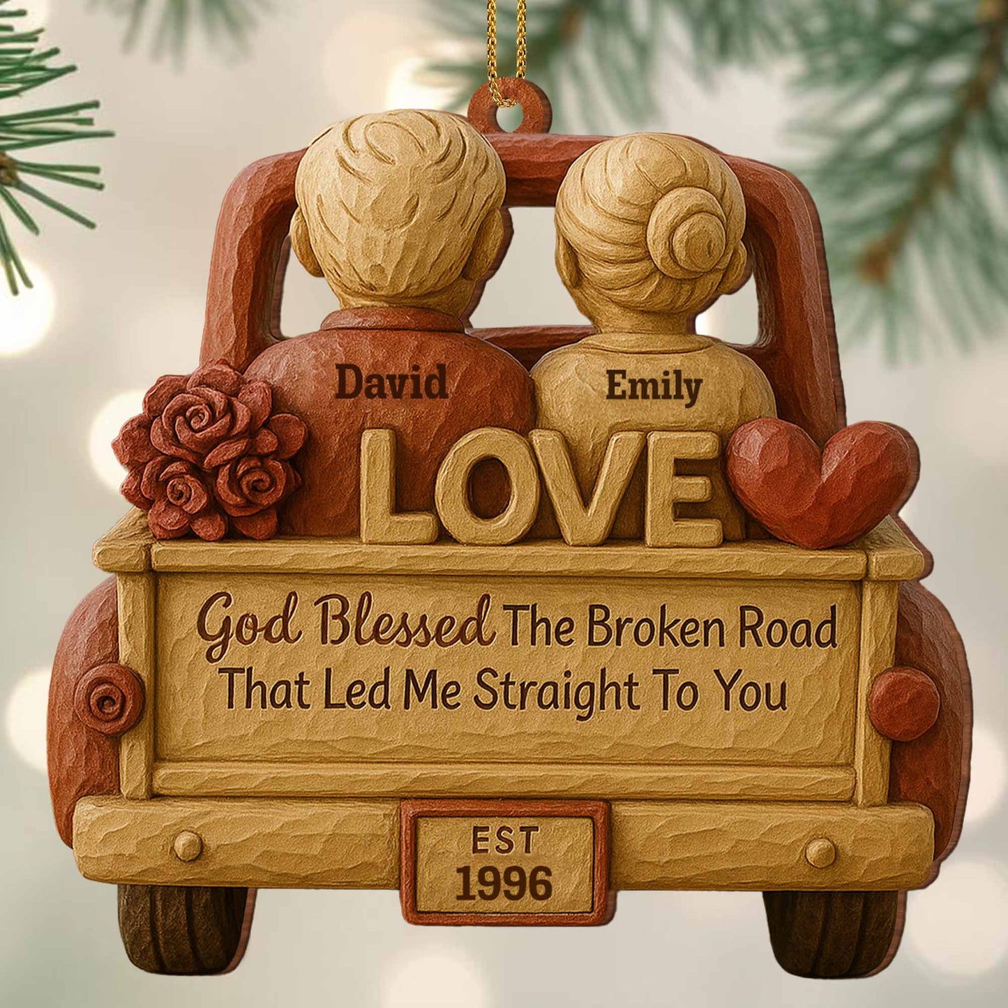 God Blessed The Broken Road, Car And Hearts Design