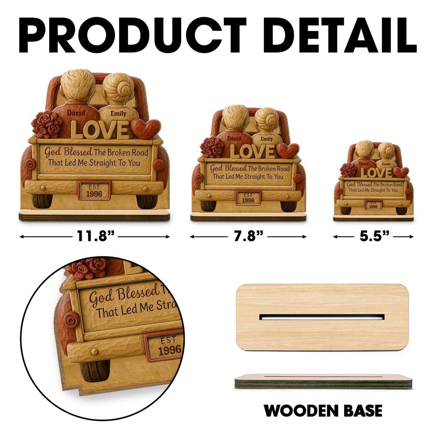 God Blessed The Broken Road Wooden Truck Decor