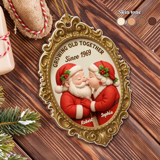 Growing Old Together Since Santa Couple Ornament - Personalized Custom Wood Ornament, Custom Shaped - CPL673_WDO