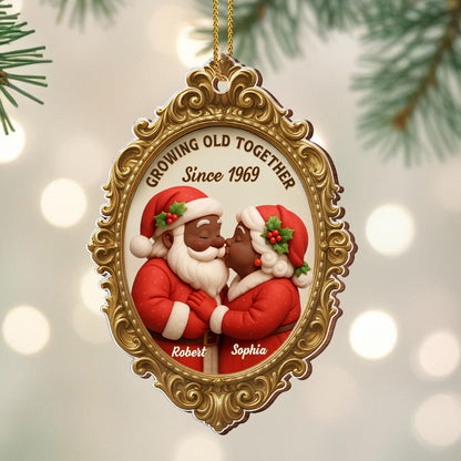 Growing Old Together Since Santa Couple Ornament - Personalized Custom Wood Ornament, Custom Shaped - CPL673_WDO