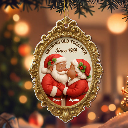 Growing Old Together Since Santa Couple Ornament - Personalized Custom Wood Ornament, Custom Shaped - CPL673_WDO