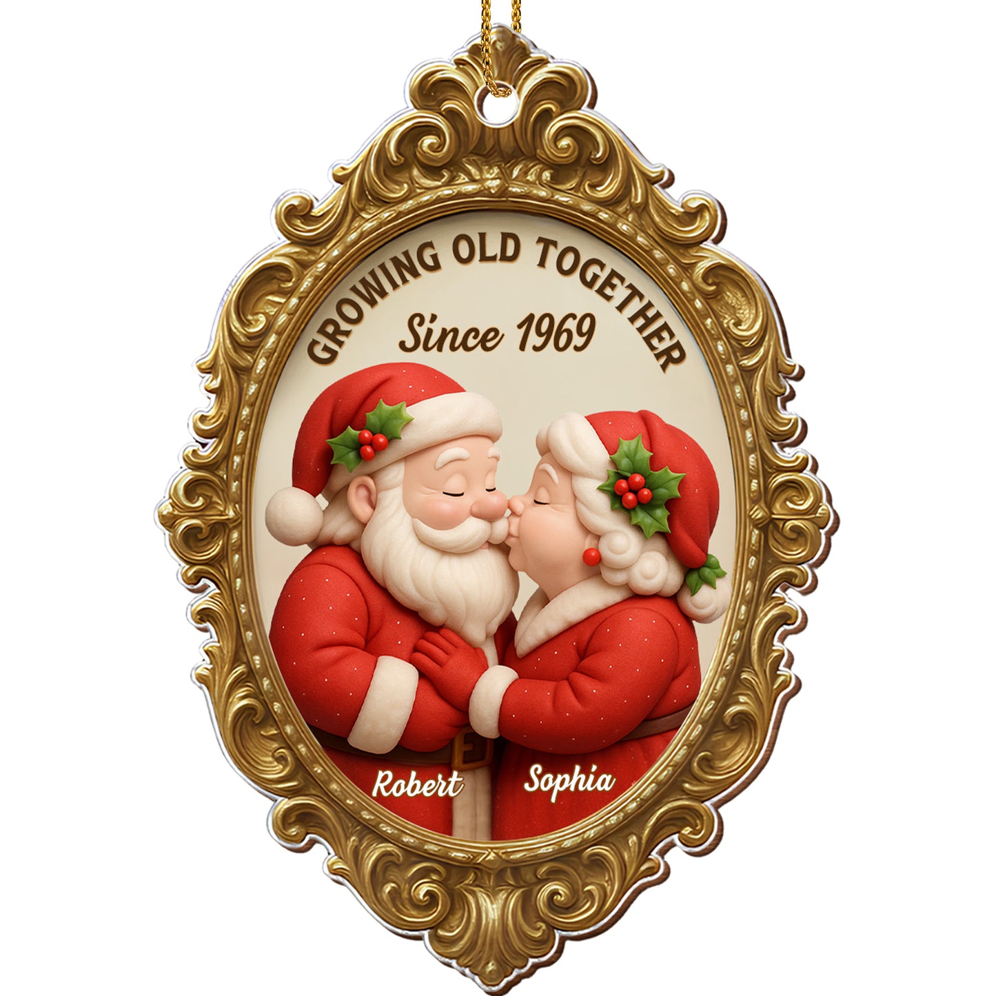Growing Old Together Since Santa Couple Ornament - Personalized Custom Wood Ornament, Custom Shaped - CPL673_WDO