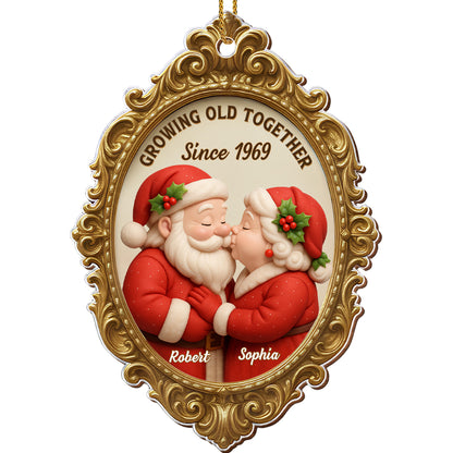 Growing Old Together Since Santa Couple Ornament - Personalized Custom Wood Ornament, Custom Shaped - CPL673_WDO