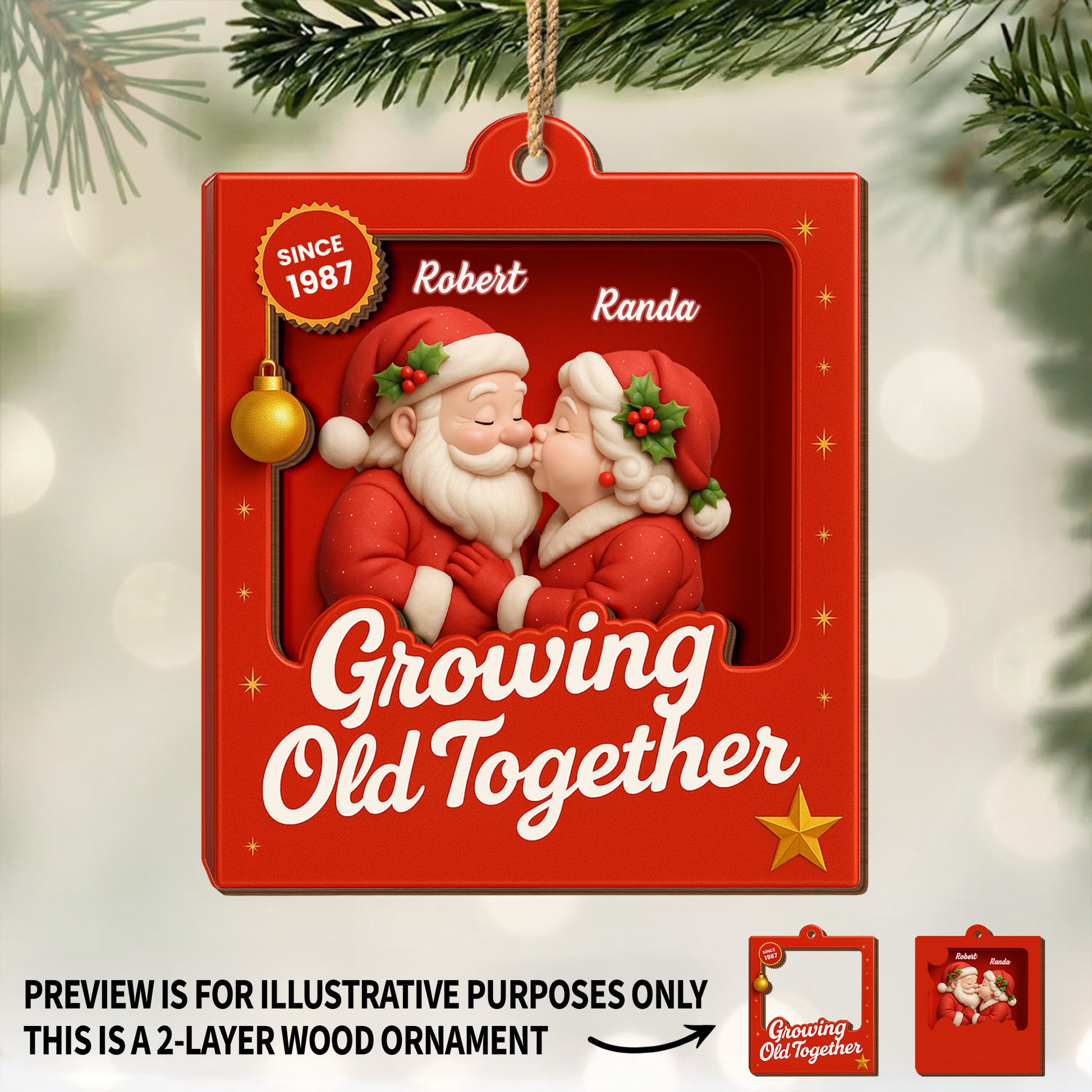 Growing Old Together Santa Claus Christmas Decoration