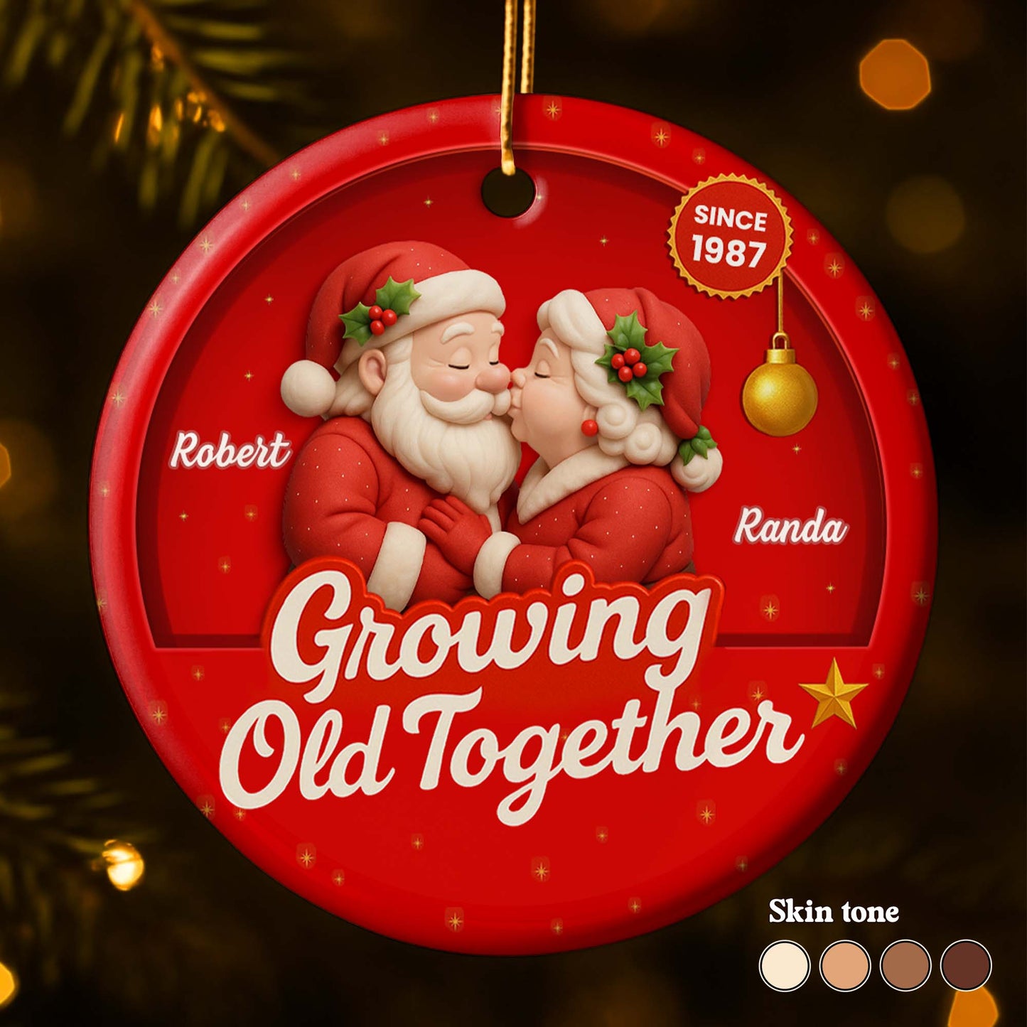 Growing Old Together With Santa Claus And Christmas Holly
