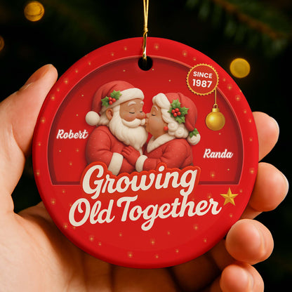 Growing Old Together With Santa Claus And Christmas Holly