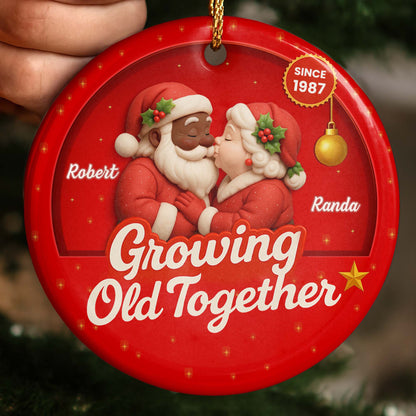 Growing Old Together With Santa Claus And Christmas Holly