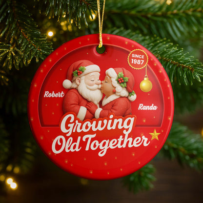 Growing Old Together With Santa Claus And Christmas Holly